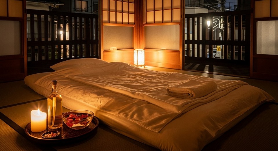 荒川区 町屋 夜 自宅 出張によるオイルマッサージ 施術空間
